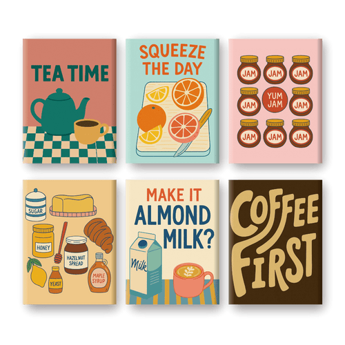 6 Mini-Gemälde | Gemütlicher Morgen Set