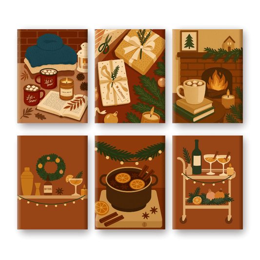 6 Mini-Gemälde | Gemütlicher Winter Set-Malen nach zahlen