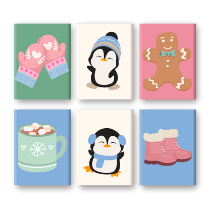 6 Mini-Gemälde | Süßer Winter Set-Malen nach zahlen
