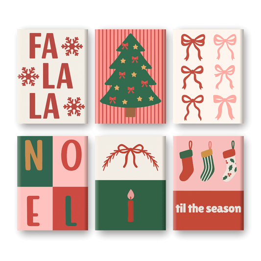 6 Mini-Gemälde | Fa La La Weihnachts Set-Malen nach zahlen