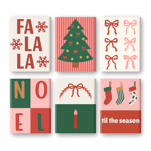 6 Mini-Gemälde | Fa La La Weihnachts Set