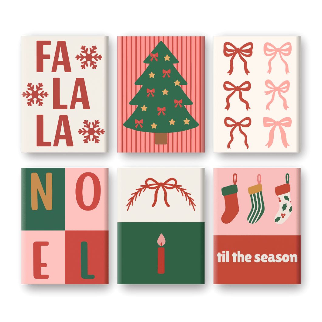 6 Mini Gemälde | Fa La La Weihnachts Set