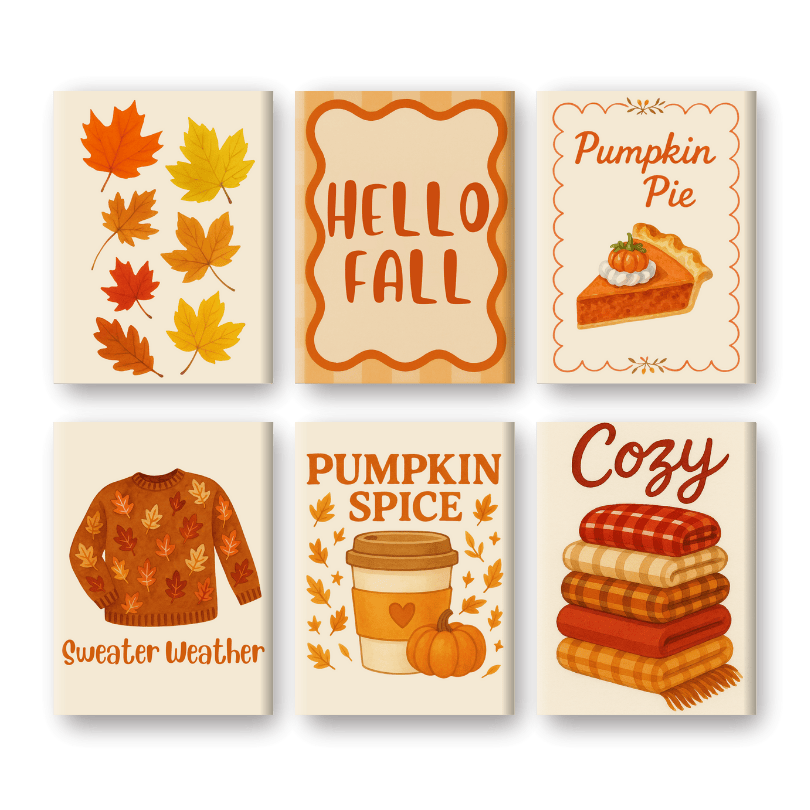 Malen nach Zahlen – 6 Mini-Gemälde | Herbst-Set-Malen nach zahlen