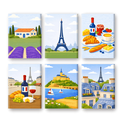 6 Mini-Gemälde | Frankreich Set-Malen nach zahlen
