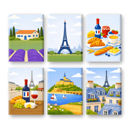 6 Mini-Gemälde | Frankreich Set-Malen nach zahlen