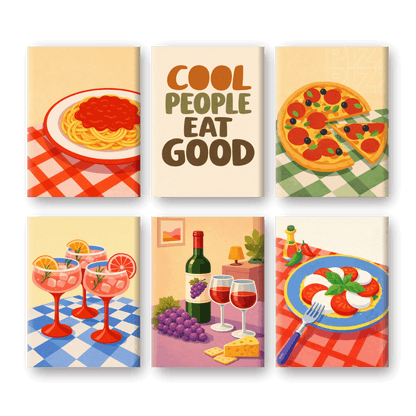 6 Mini-Gemälde | Gutes Essen Set-Malen nach zahlen
