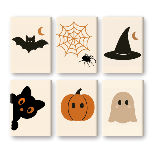 Malen nach Zahlen – 6 Mini-Gemälde | Halloween-Set-Malen nach zahlen