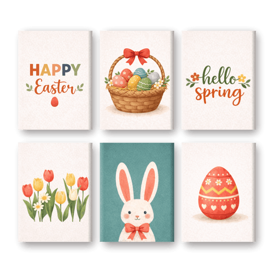 6 Mini-Gemälde | Frohe Ostern Set-Malen nach zahlen