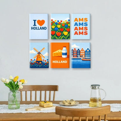 6 Mini-Gemälde | I Love Holland Set