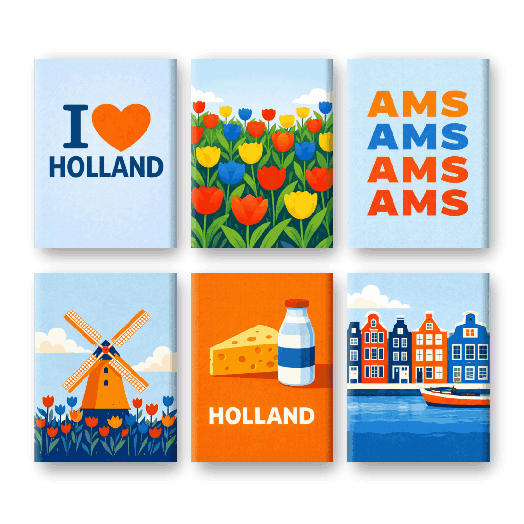 6 Mini-Gemälde | I Love Holland Set-Malen nach zahlen