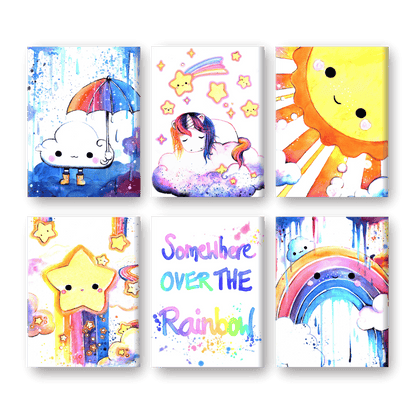 6 Mini-Gemälde | Kawaii Rainbow Set - by Tiny Tami-Malen nach zahlen