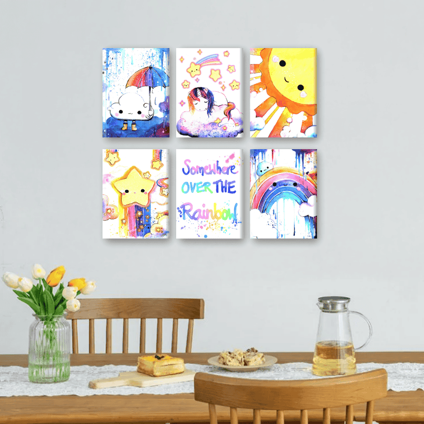 6 Mini-Gemälde | Kawaii Rainbow Set - by Tiny Tami - Mockup