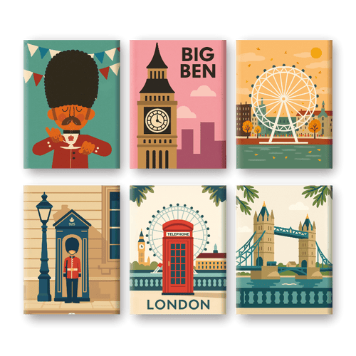 Malen nach Zahlen – 6 Mini-Gemälde | London-Set