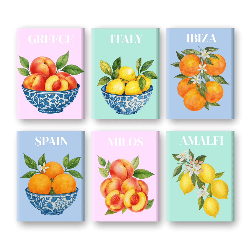 Malen nach Zahlen – 6 Mini Gemälde | Mediterranes Frucht Set