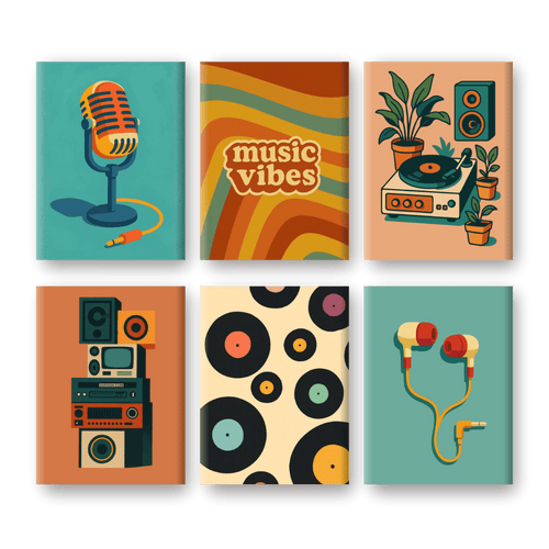 6 Mini-Gemälde | Musik Set