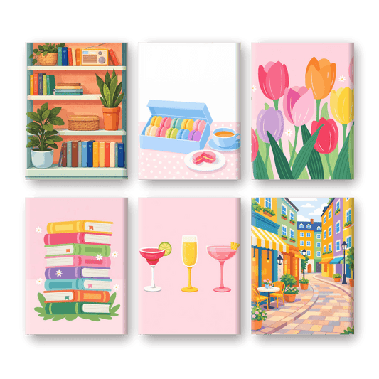 6 Mini-Gemälde | Pastellmomente Set-Malen nach zahlen