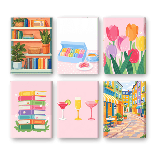 6 Mini-Gemälde | Pastellmomente Set-Malen nach zahlen