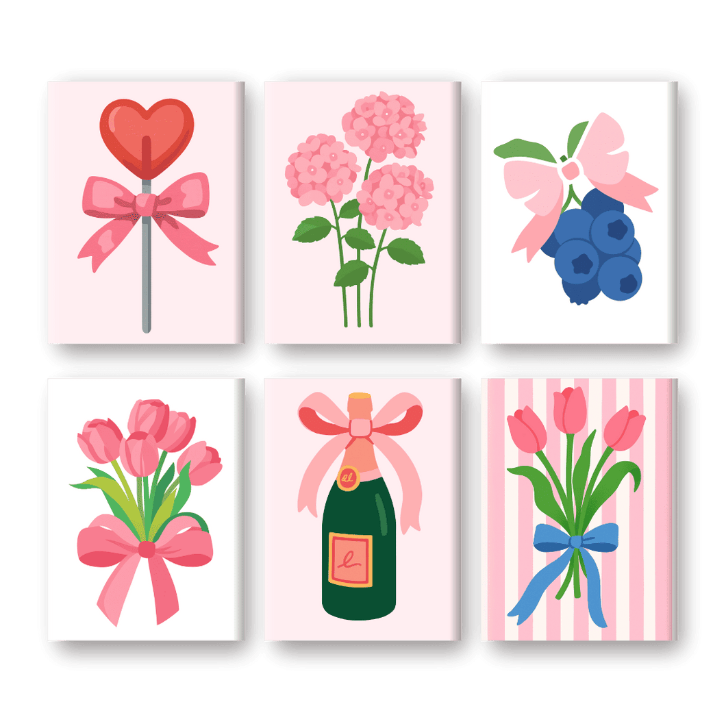 6 Mini Gemälde | Pink Aesthetics Set