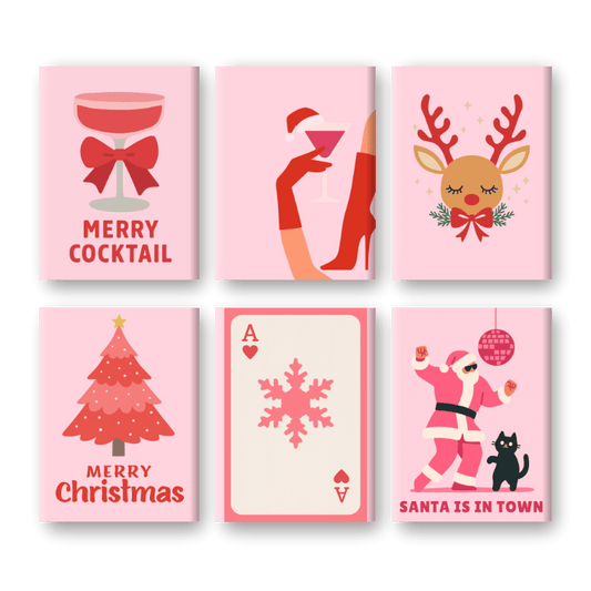 6 Mini-Gemälde | Pink Vibes Weihnachts Set-Malen nach zahlen