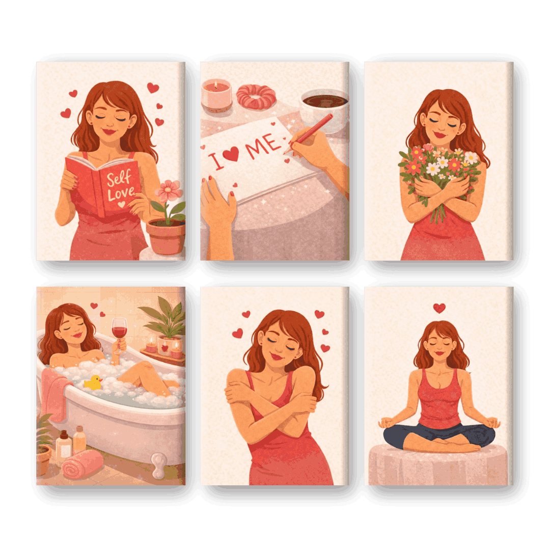 6 Mini-Gemälde | Self Love Set-Malen nach zahlen