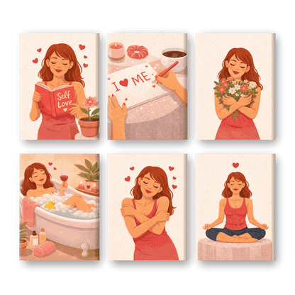 6 Mini-Gemälde | Self Love Set-Malen nach zahlen