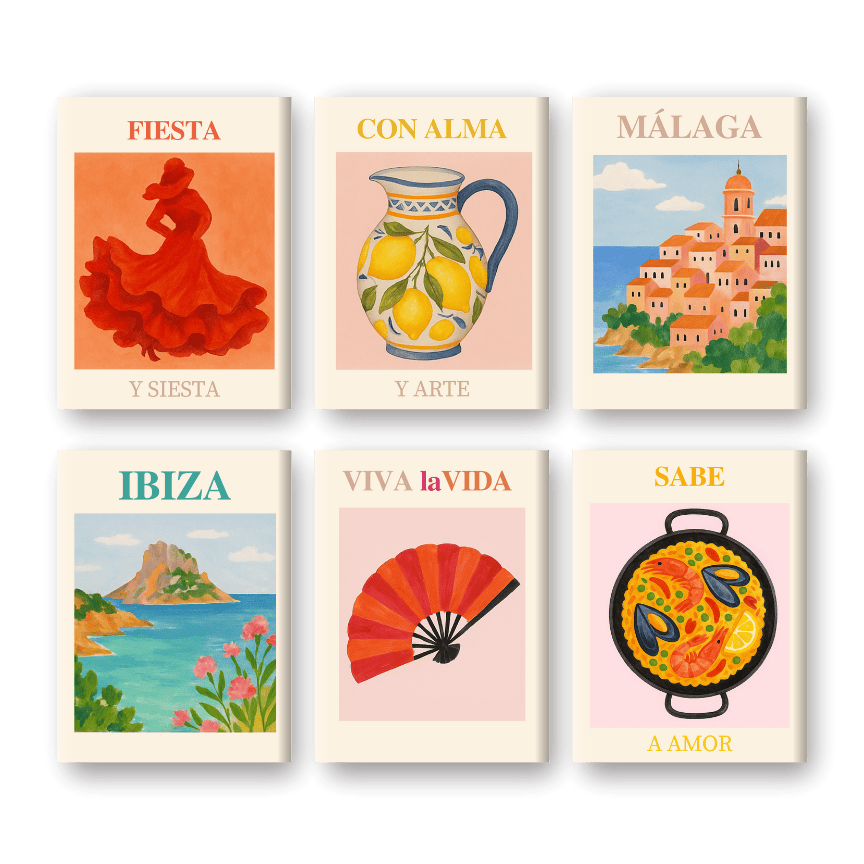 Malen nach Zahlen – 6 Mini Gemälde | Spanischer Sommer Set