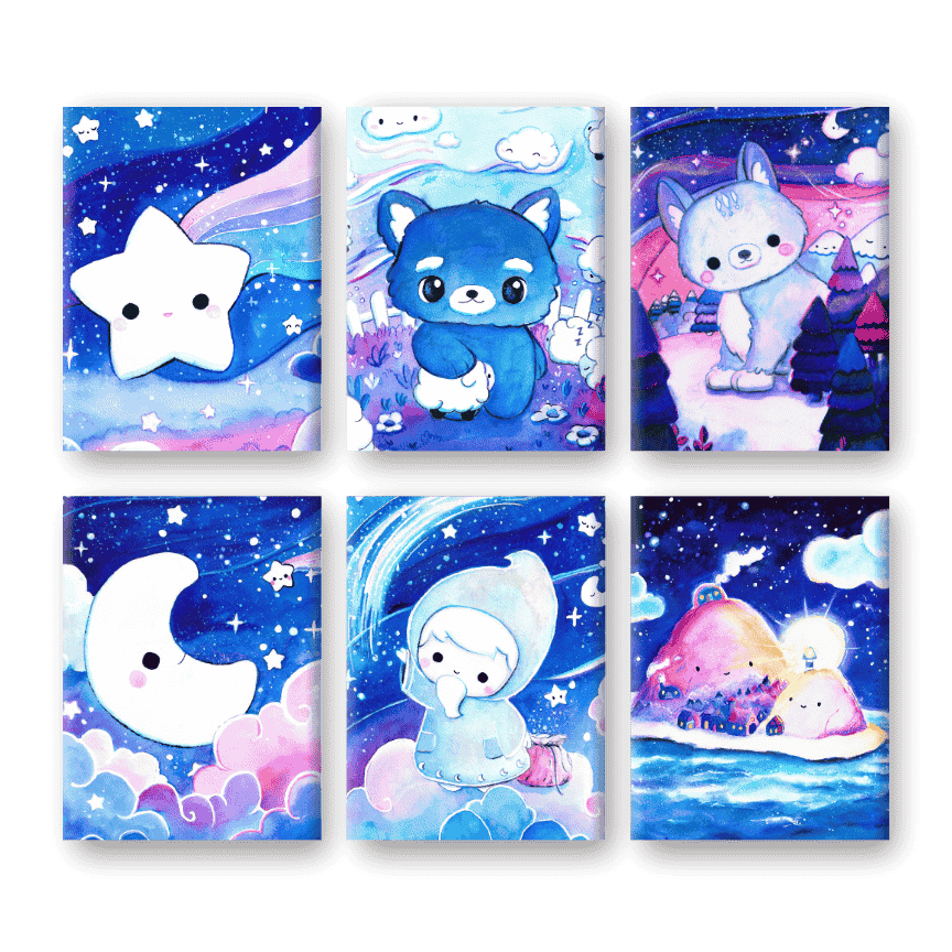 6 Mini-Gemälde | Sweet Dreams Set - by Tiny Tami-Malen nach zahlen
