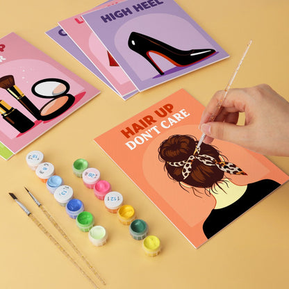 6 Mini-Gemälde auf Holzplatte – Glamour-Essentials Set