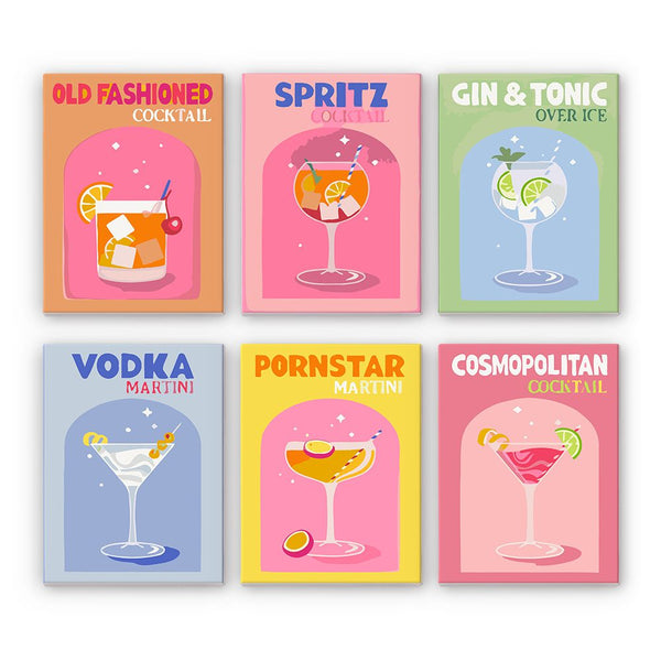 Malen nach Zahlen - Malen nach Zahlen - 6 Mini-Gemälde | Buntes Cocktail-Set