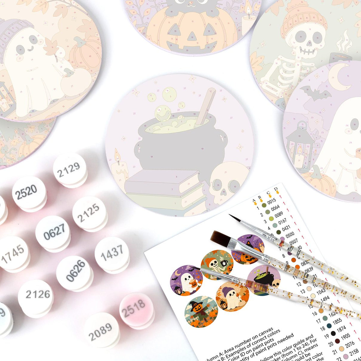 Malen nach Zahlen Untersetzer-Set – Halloween