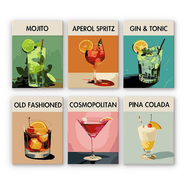 Malen nach Zahlen - Malen nach Zahlen - 6 Mini-Gemälde | Cocktail Deluxe-Sett
