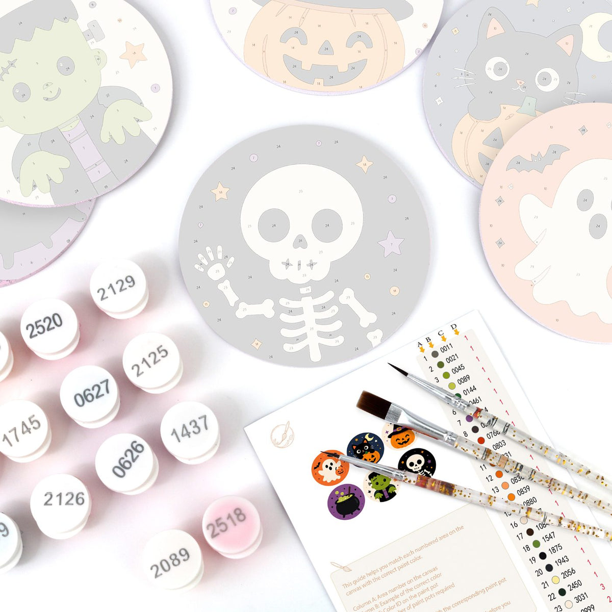 Malen nach Zahlen Untersetzer-Set – Süßes Halloween