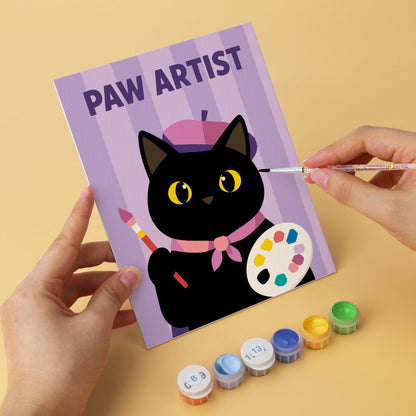 6 Mini-Gemälde auf Holzplatte – Katze für alle Fälle Set