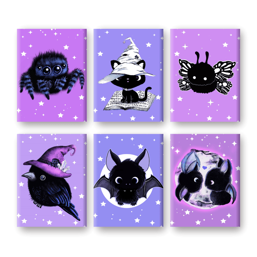 Malen nach Zahlen - 6 Mini-Gemälde | Sweet Gothic Creatures - by Tiny Tami
