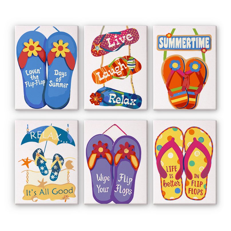 Malen nach Zahlen – 6 Mini Gemälde | Flip Flop Sommer Set