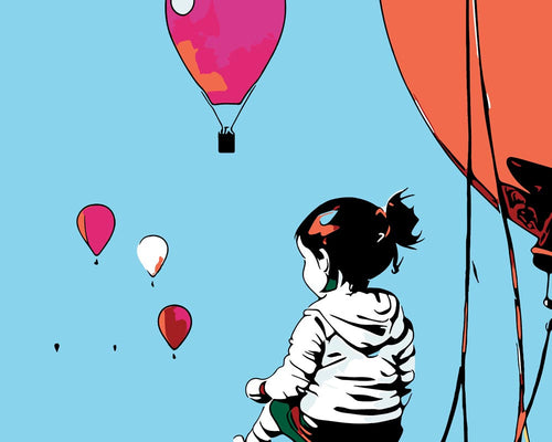 Malen nach Zahlen - Malen nach Zahlen - Mädchen mit Ballons - 1 - Artist's Edition - by zamart