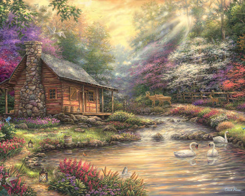 Malen nach Zahlen - Malen nach Zahlen - Brookside Retreat - by Chuck Pinson