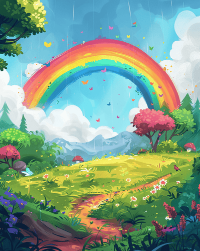 Malen nach Zahlen - Malen nach Zahlen - Regenbogen im Wald