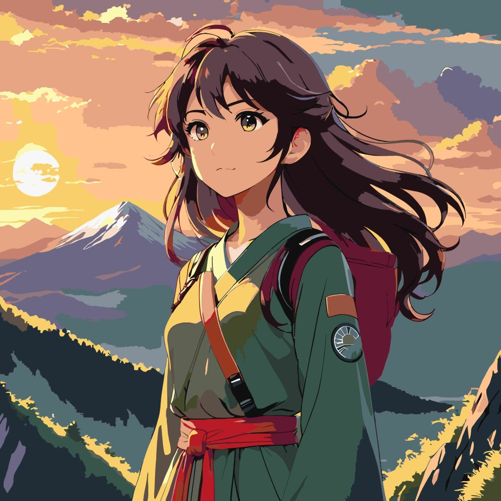 Malen nach Zahlen      Anime Mädchen in wunderschöner Landschaft