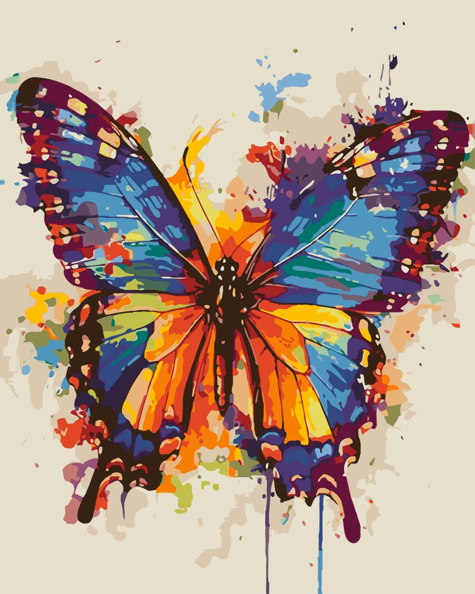 Malen nach Zahlen   Schmetterling Farbspritzer