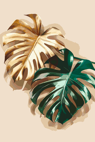 Malen nach Zahlen - Malen nach Zahlen - Golden Monstera - Premium Painting