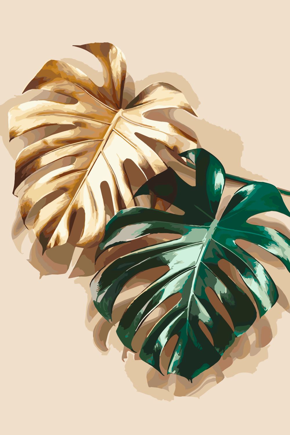 Malen nach Zahlen   Malen nach Zahlen   Golden Monstera   Premium Painting