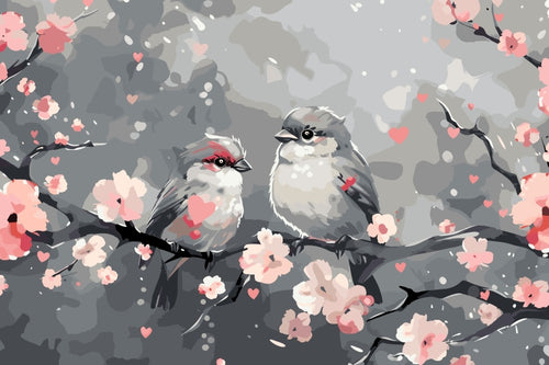 Malen nach Zahlen - Malen nach Zahlen - Birds on the Branch - Premium Painting