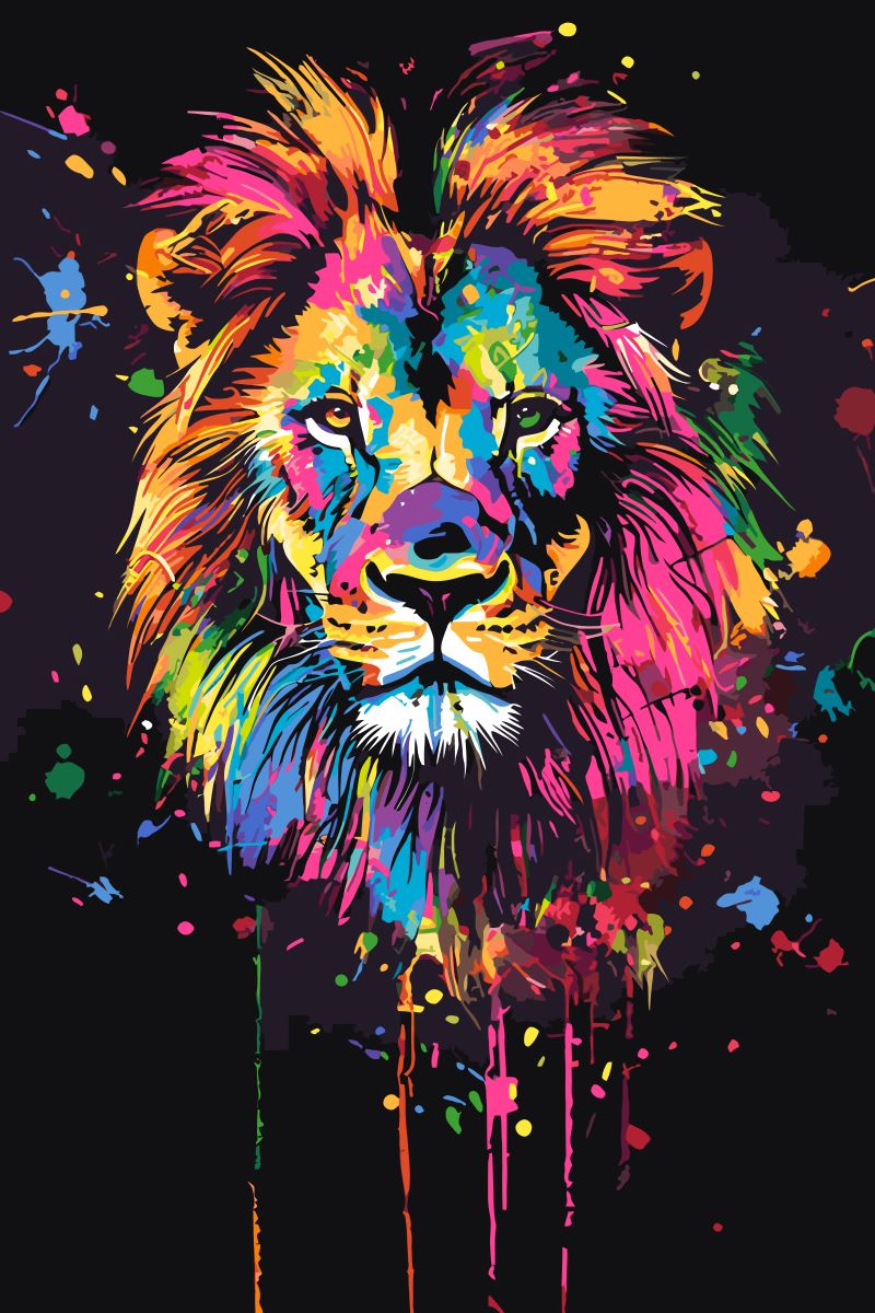 Malen nach Zahlen   Malen nach Zahlen   Colorfoul Lion   Premium Painting