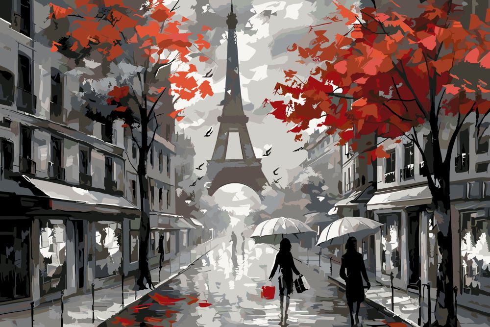Malen nach Zahlen   Malen nach Zahlen   Verliebt in Paris   Premium Painting