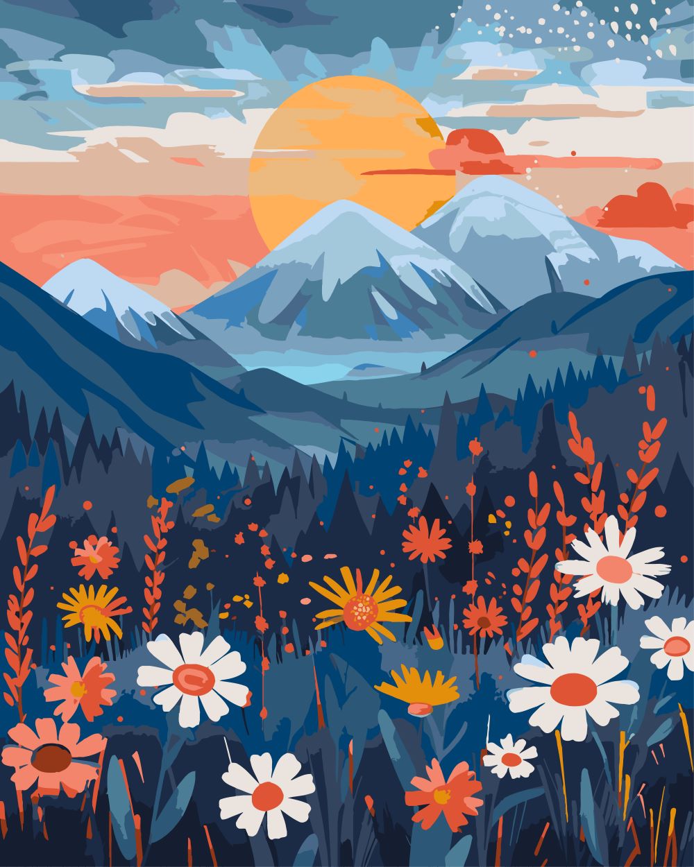 Malen nach Zahlen   Bunte Landschaft 3