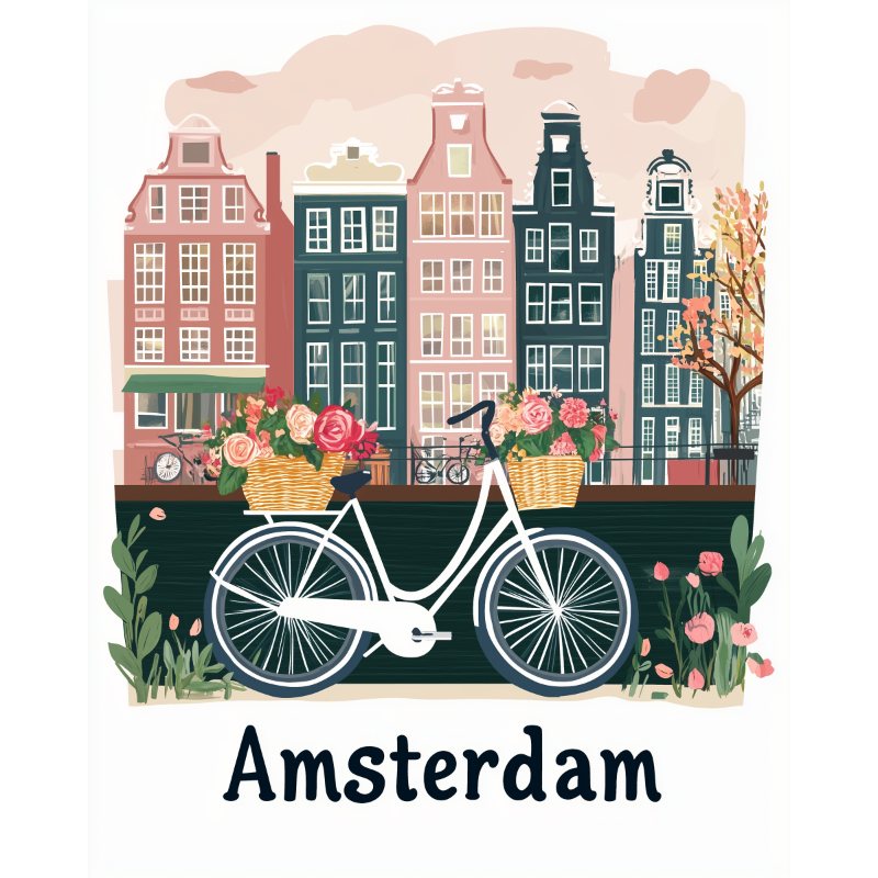 Malen nach Zahlen - Malen nach Zahlen - Amsterdam Reiseposter