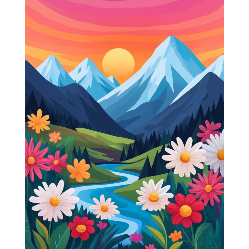 Malen nach Zahlen   Malen nach Zahlen   Bunte Landschaft 5