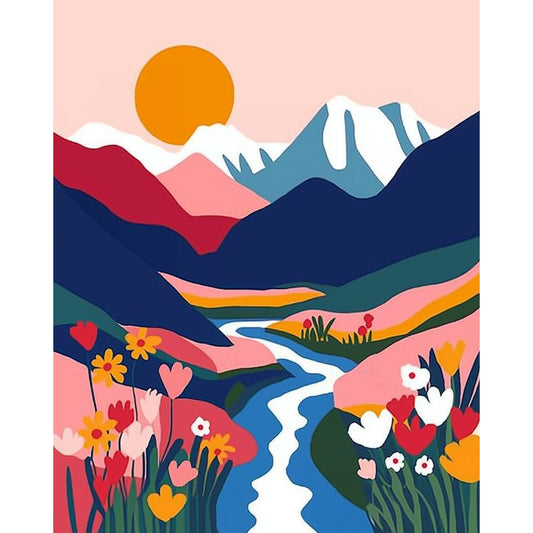 Malen nach Zahlen - Malen nach Zahlen - Bunte Landschaft 2 - Kurzprojekt