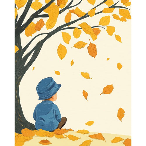 Malen nach Zahlen - Malen nach Zahlen - Junge unter dem Herbstbaum - Kurzprojekt
